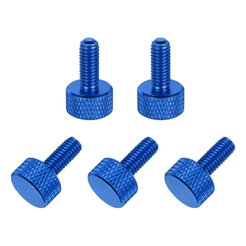Vista 58 de MECCANIXITY 5 piezas M6x14mm Tornillos de pulgar estriado de cabeza plana, pernos de rosca completa de aleación de aluminio sólido para carcasas