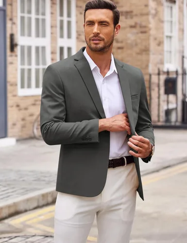 Vista 4 de COOFANDY Mens Sport Coat Casual Slim Fit Blazer One Button Textured Suit Jacket