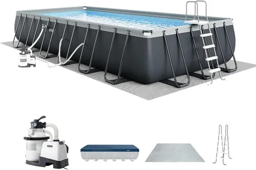 Vista 12 de Intex 18' x 9' x 52" Ultra XTR Conjunto de piscina rectangular de estructura con bomba - Piscina grande rectangular sobre el suelo para el patio