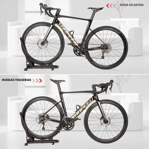 Vista 7 de Soporte de piso para bicicleta de interior, plegable, para garaje/hogar, almacenamiento de bicicletas, estante de estacionamiento para bicicletas