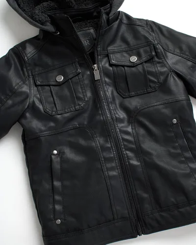 Vista 3 de URBAN REPUBLIC Chaqueta de piel sintética con capucha de forro polar para niños