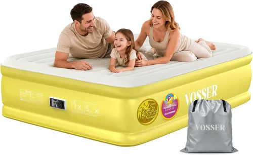 Vista 15 de VOSSER Colchón de aire individual XL con bomba incorporada, colchón inflable extra largo de 13 pulgadas elevado de 80 pulgadas, cama de aire Azul