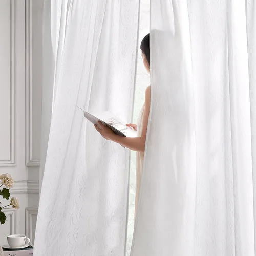Vista 34 de HOMEIDEAS - Cortinas semitransparentes de privacidad blancas que no se transparentan, 52 x 96 pulgadas Blanco