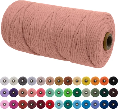 Vista 147 de JeogYong Cordón de macramé de un solo hilo 3 mm x 109 yardas (328 pies) Cuerda de algodón suave Hilo de macramé de 3 mm, suministros de macramé