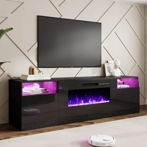 Vista 12 de AMERLIFE - Soporte de TV con chimenea eléctrica de 36 pulgadas de 70 pulgadas Negro