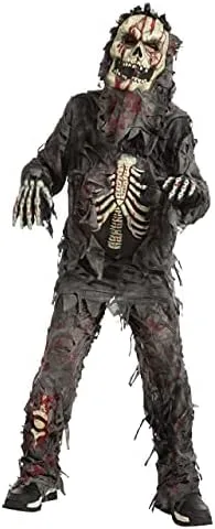 Vista 4 de Spooktacular Creations Disfraz de zombi negro realista y aterrador para niños, fiesta de disfraces de Halloween, juegos de rol, fiestas temáticas