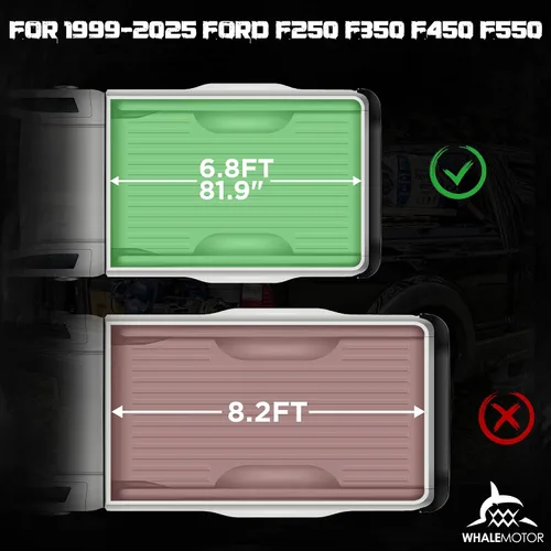 Vista 2 de Cubierta para cama de camioneta plegable dura compatible con Ford Super Duty 6.8 pies de caja estándar, 1999-2025 F250 F350 F-250 F-350