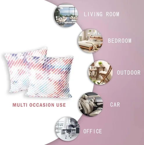 Vista 5 de Juego de 2 fundas de almohada decorativas modernas y coloridas a rayas de 18 x 18 pulgadas, fundas de cojín cuadradas abstractas neutrales