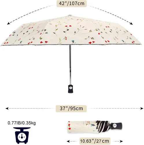 Vista 5 de CUBY UV Sun Umbrella Compact Folding Travel Umbrella Auto Open and Close for Windproof, Rainproof & 99.9% UV Protection Parasol with Black Anti-UV