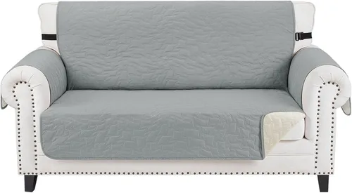 Vista 14 de CUCRAF Funda acolchada antideslizante para sofá, resistente al agua, protector de muebles para sofá de 1 cojín, apto para mascotas, funda de sofá