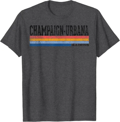 Vista 43 de clásico 1980s estilo champaign-urbana Illinois T Shirt, hombre 2XL, Blanco