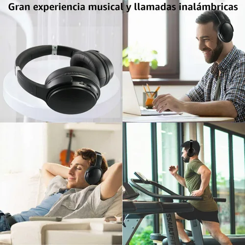 Vista 8 de EXMAX H5 Auriculares Bluetooth sobre la oreja ANC estéreo de alta fidelidad inalámbricos/con cable + micrófono plegables cómodos orejeras