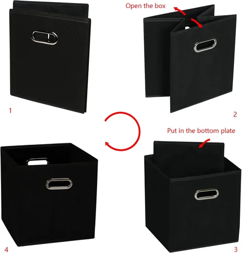 Vista 5 de Yunkeeeper - Contenedores de almacenamiento, cubos organizadores de tela con asa, cubos plegables para almacenamiento de tela o accesorios, 11 x 11