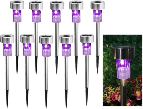 Vista 14 de 10pcs azul LED al aire libre jardín de acero accionado solar lámpara de luz de paisaje