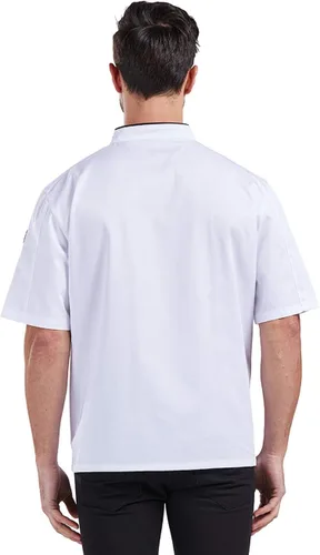 Vista 2 de Nanxson Unisex Hombres Chaqueta de Chef Verano Manga Corta Transpirable Ropa de Trabajo Uniforme CFM0048
