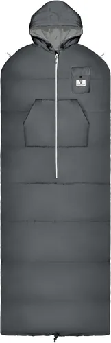 Vista 11 de Bolsa de dormir portátil Thermotuff con capucha doble, orificios para los brazos con cremallera, bolsillos y cordón ajustable: ideal para acampar