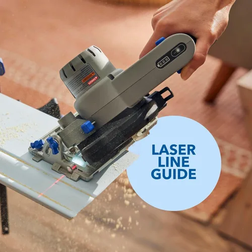 Vista 4 de Dremel Blueprint - Sierra circular compacta sin escobillas de 12 V con guía láser integrada, batería de iones de litio y cargador (CS12V-S1)