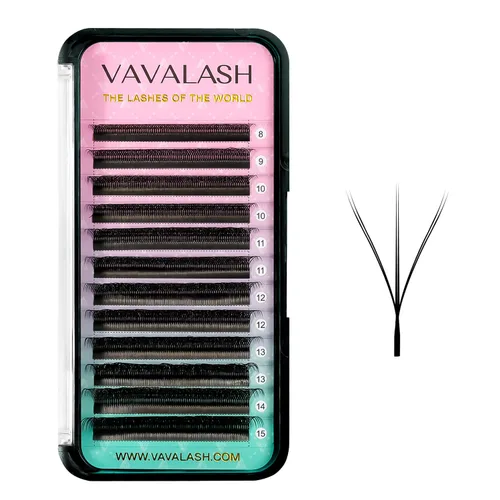 Vista 11 de VAVALASH Extensiones de pestañas en Y, rizo C, 0.002 in, 0.315-0.591 in, bandeja mixta, volumen 4D, extensiones de pestañas tipo YY, extensiones