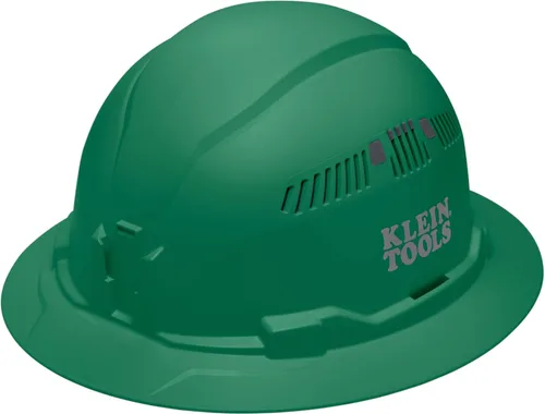 Vista 16 de Klein Tools Hard Hat, Vented, Full Brim Style, Padded, Self-Wicking Odor-Resistant Sweatband, Black