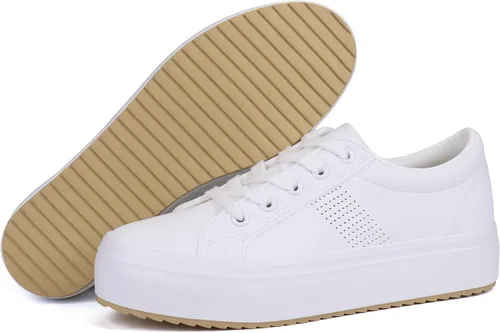 Vista 6 de JABASIC Zapatos deportivos de plataforma transpirables con cordones para mujer