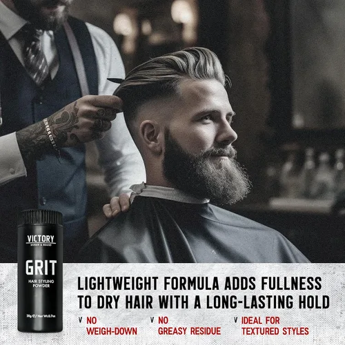 Vista 3 de Victory Barber & Brand Polvo de textura de grano para hombre, polvo para el cabello de peluquería fabricado en los Estados Unidos Polvo de peinado