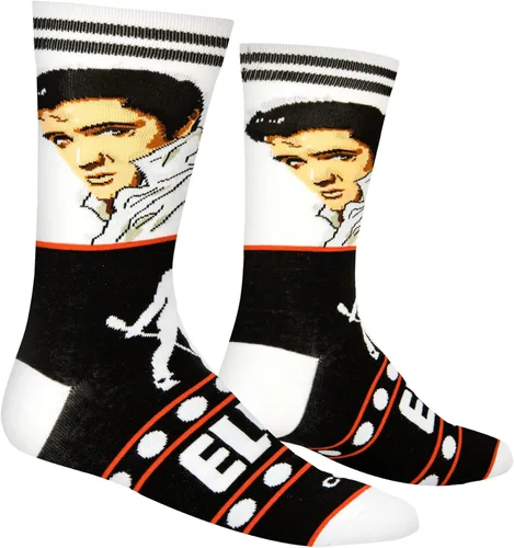 Vista 3 de Odd Sox, Elvis Presley, The King of Rock N Roll - Calcetines para hombre, divertidos regalos de coleccionista, Negro