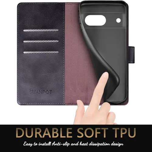 Vista 5 de SUANPOT Funda tipo cartera para Google Pixel 7A (Non Pixel 7/7Pro) 【Bloqueo RFID】 Soporte para tarjeta de crédito, libro de folio con tapa Funda