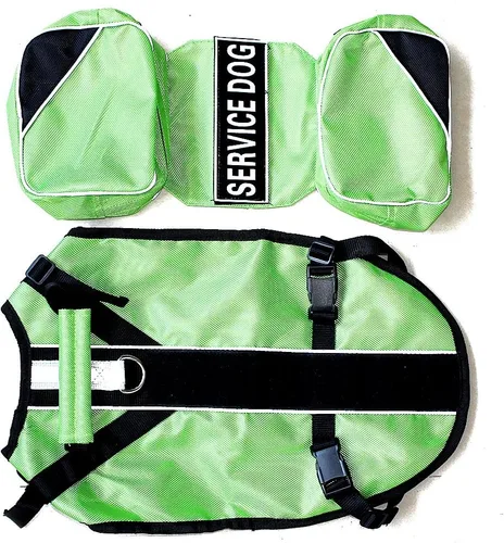 Vista 3 de Mochila de servicio para perro, chaleco de arnés extraíble con parches de etiquetas (verde, S)