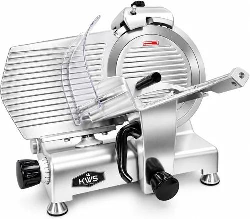 Vista 6 de KWS KitchenWare Station MS-12SL - Cortadora de carne eléctrica comercial de 420 W, cortador de carne congelado de 12 pulgadas, base de aluminio