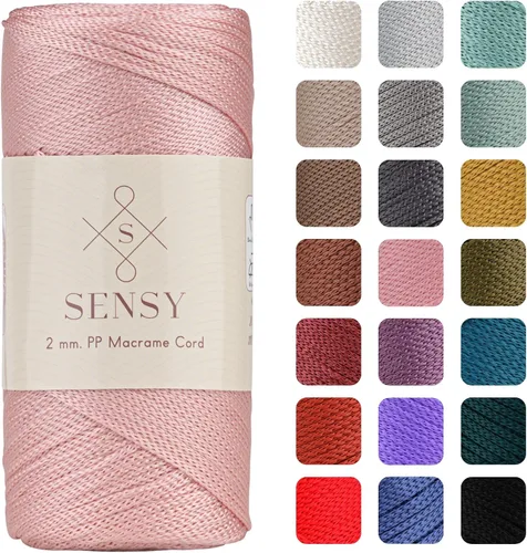 Vista 121 de Sensy Premium 2mm 229.5 metros de cuerda de poliéster 100% cordón de polipropileno Cordón de macramé 2mm Cordón para bolso de crochet Hilo