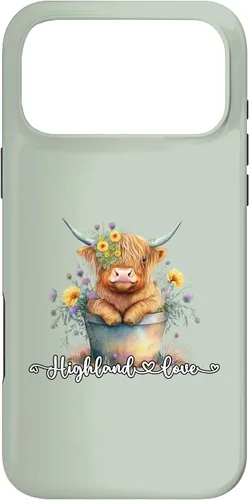 Vista 22 de Lindo bebé Highland vaca ternero amor primavera pastel novedad caso para iPhone 16
