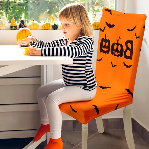 Vista 5 de Preboun 8 fundas para sillas de Halloween de 4 estilos, fundas para sillas de comedor de Halloween, fundas protectoras para sillas espeluznantes