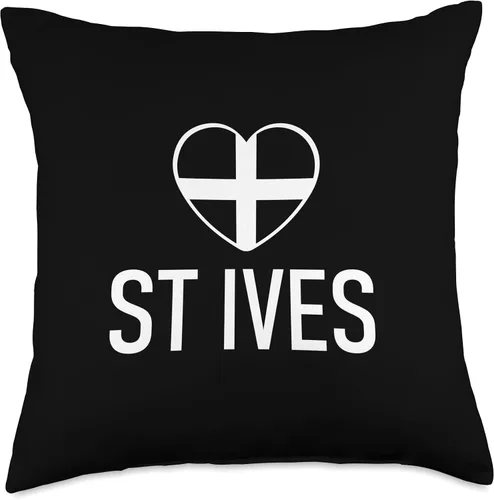 Vista 4 de I Love St Ives Cornwall Flag Heart Saint Piran Cornish Almohada