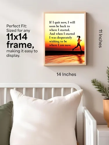 Vista 2 de Arte de pared motivacional If I Quit Now - Arte de pared con citas modernas de fitness y ejercicio, arte de pared para gimnasio, hogar, estudio