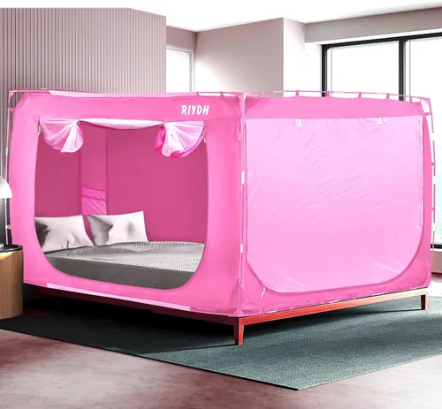Vista 21 de RIYDH Tienda de campaña para cama tamaño individual XL para adultos y niños, diseño original, tienda de campaña portátil de ensueño para interiores