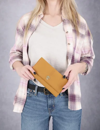 Vista 21 de Timberland - Cartera de piel con solapa RFID para mujer, Rojo, talla única