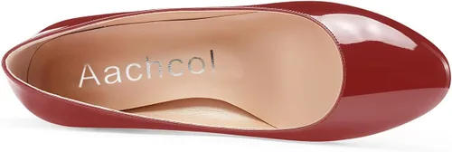 Vista 4 de Zapatos clásicos de tacón bajo y grueso para mujer, tacón de gatito, puntera redonda, sin cordones, para oficina, boda, zapatos clásicos de 2