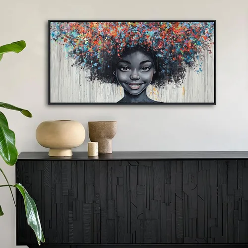 Vista 5 de KLAKLA Arte de Pared de Mujer Negra Mujeres Afroamericanas Decoración de Pared Arte Abstracto Moderno Chica Negra Lienzo Póster Impresiones Cuadros