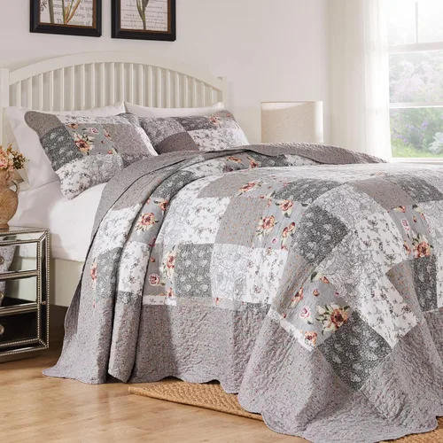 Vista 8 de Barefoot Bungalow GL-1812AMST Giulia - Juego de edredón individual, color gris