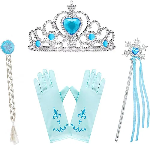 Vista 5 de Esvaiy Disfraz de princesa Elsa para niñas, de lujo, lentejuelas, Halloween, fiesta de cumpleaños, vestido para niños 3t 4t 5t 6t 7t 8t