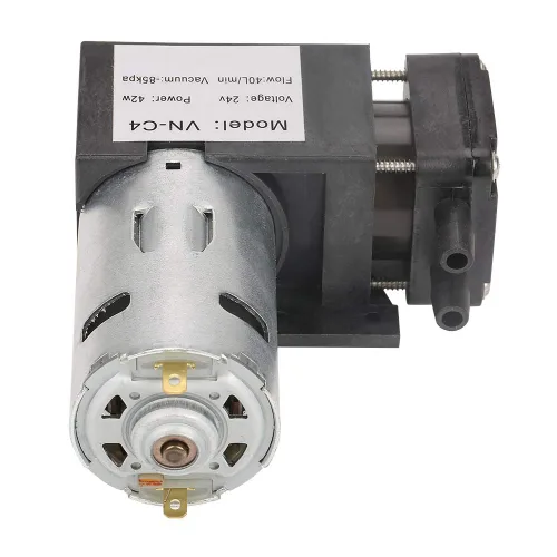Vista 7 de Mini bomba de vacío sin aceite de DC 24V, pequeña bomba sin aceite de -85KPa 40L/min para aire de gas