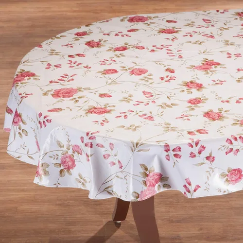 Vista 2 de Walter Drake Mantel de vinilo con diseño de enrejado rosa