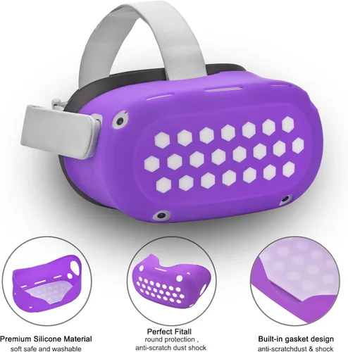 Vista 3 de VR AccessoriesSilicone face CoverShell CoverTouch Controller Grip CoverSilicone Handle Strap ComboProtective Lens Cover Compatible with Oculus Quest