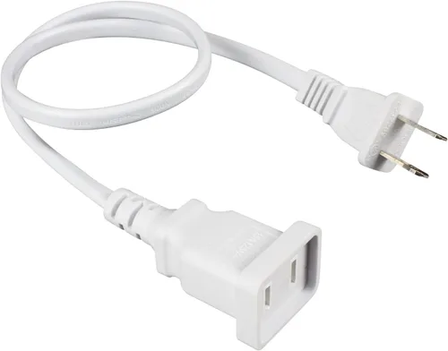 Vista 7 de BolAAzuL - Cable de extensión de alimentación blanco de 2 clavijas de 1 pie, cable de extensión de alimentación de dos clavijas CA de EE. UU.