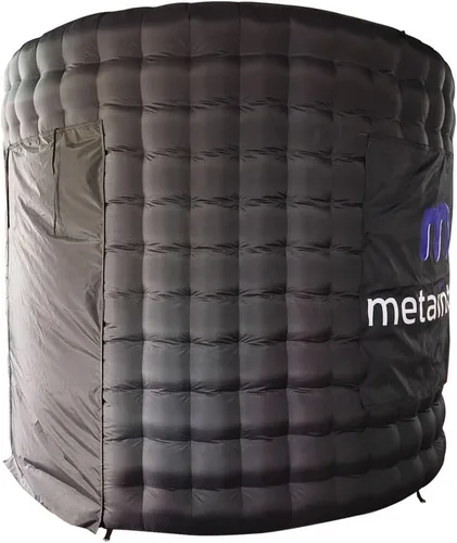 Vista 4 de Cabina de fotos LED inflable redonda de 10 pies de diámetro con 24 tubos de luz LED y soplador de aire inflable para cabina de fotos para bodas