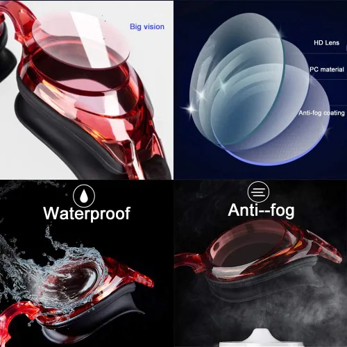 Vista 4 de ROER - Gafas de natación con equipo deportivo correctivo miope, sin fugas, antivaho para hombre miope, mujer y adulto