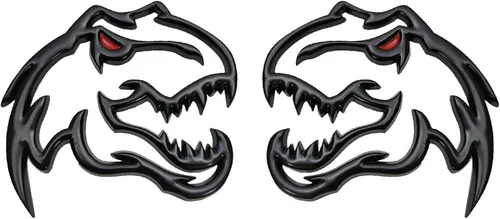 Vista 8 de Un par de pegatinas de metal de dinosaurio para Dodge RAM TRX 1500 2500 3500 Charger Challenger (azul)