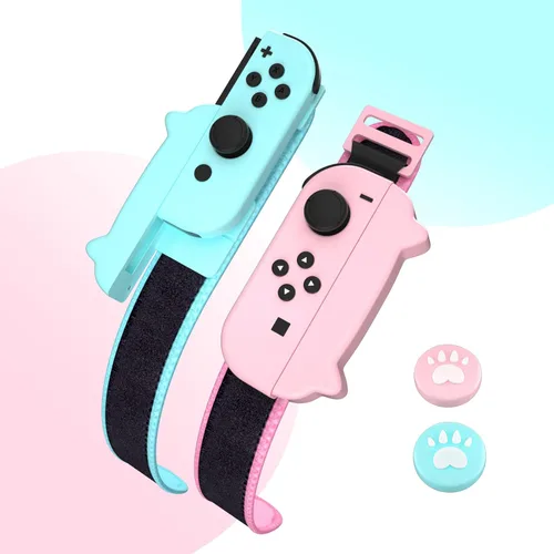 Vista 3 de NANANINO Dance Switch Wristband, Wrist Bands for Dance Switch 2023 2022 2021 2020 2019, Adjustable Elastic Straps for Joy-Cons Controller - PinkBlue