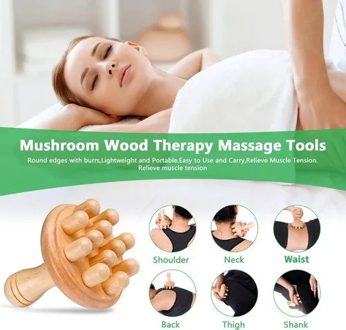 Vista 7 de Herramientas de masaje de terapia de madera 6 en 1 masajeador de drenaje linfático kit de maderoterapia, masajeador de madera herramientas