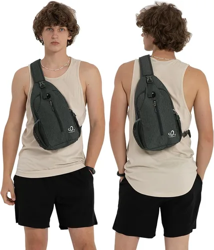 Vista 120 de Waterfly - Mochila cruzada tipo bandolera para viajes y caminatas, bolsa de pecho, Gris, talla única